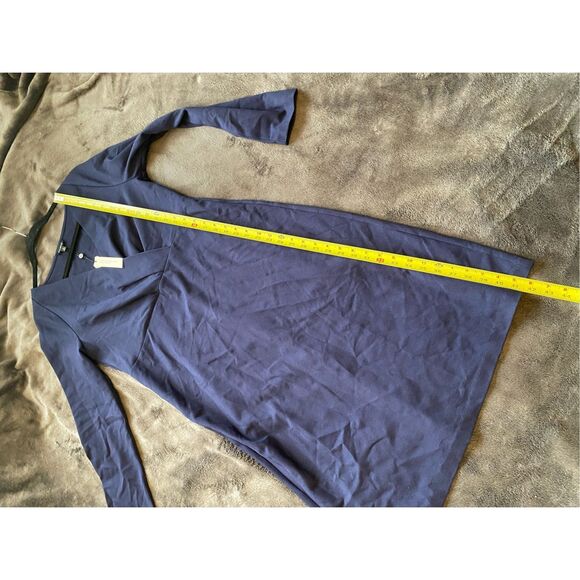 Talbots NWT Navy Blue Long Sleeve V-Neck Sheath Dress, Sz 14 - Picture 7 of 7